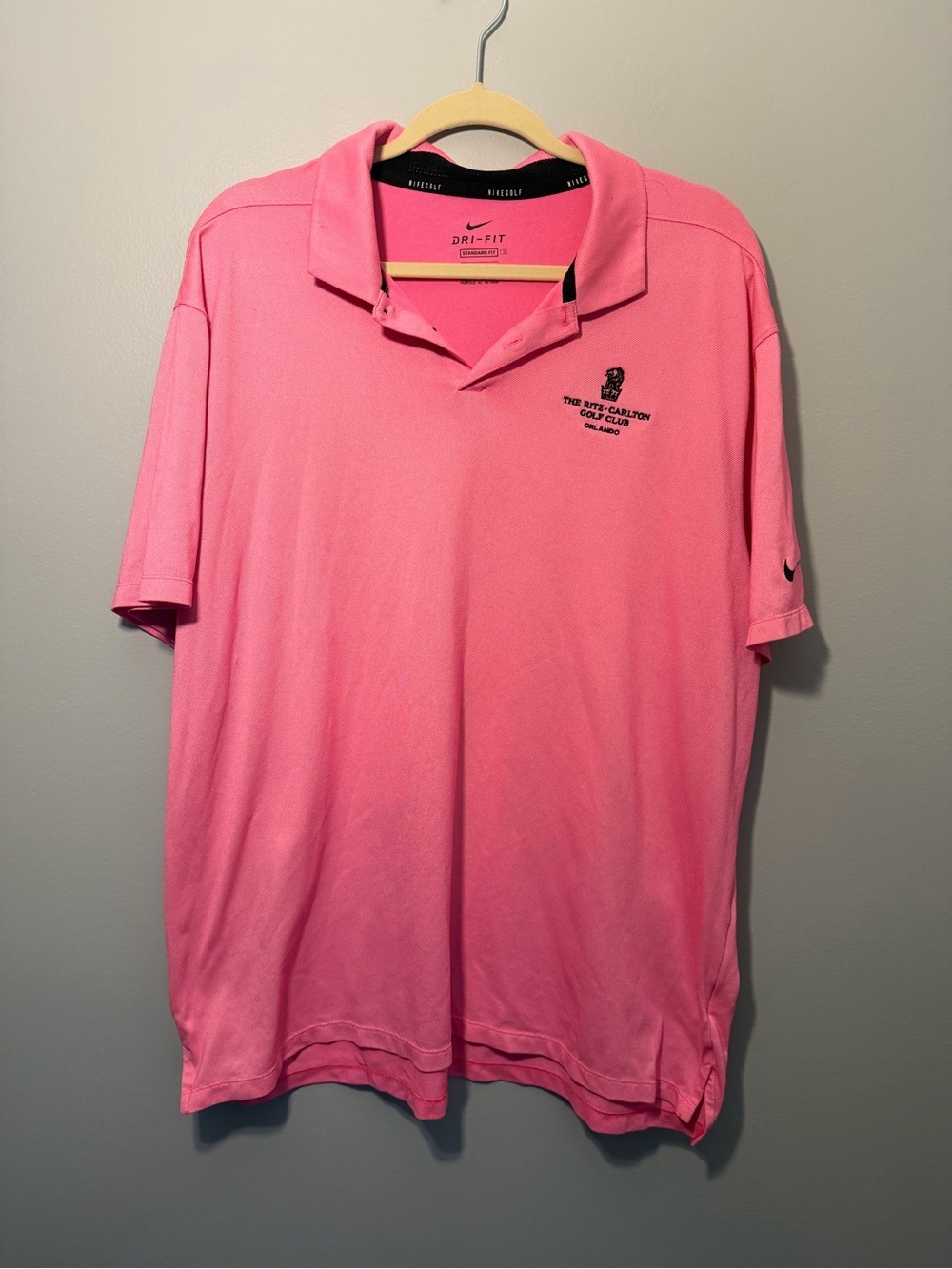 Nike Pink Dri-FIT Polo with Ritz-Carlton Golf Club Logo